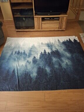 78x60 Foggy Forest Canvas Tapestry Evergreen Trees Misty Woodland Wall Art Large